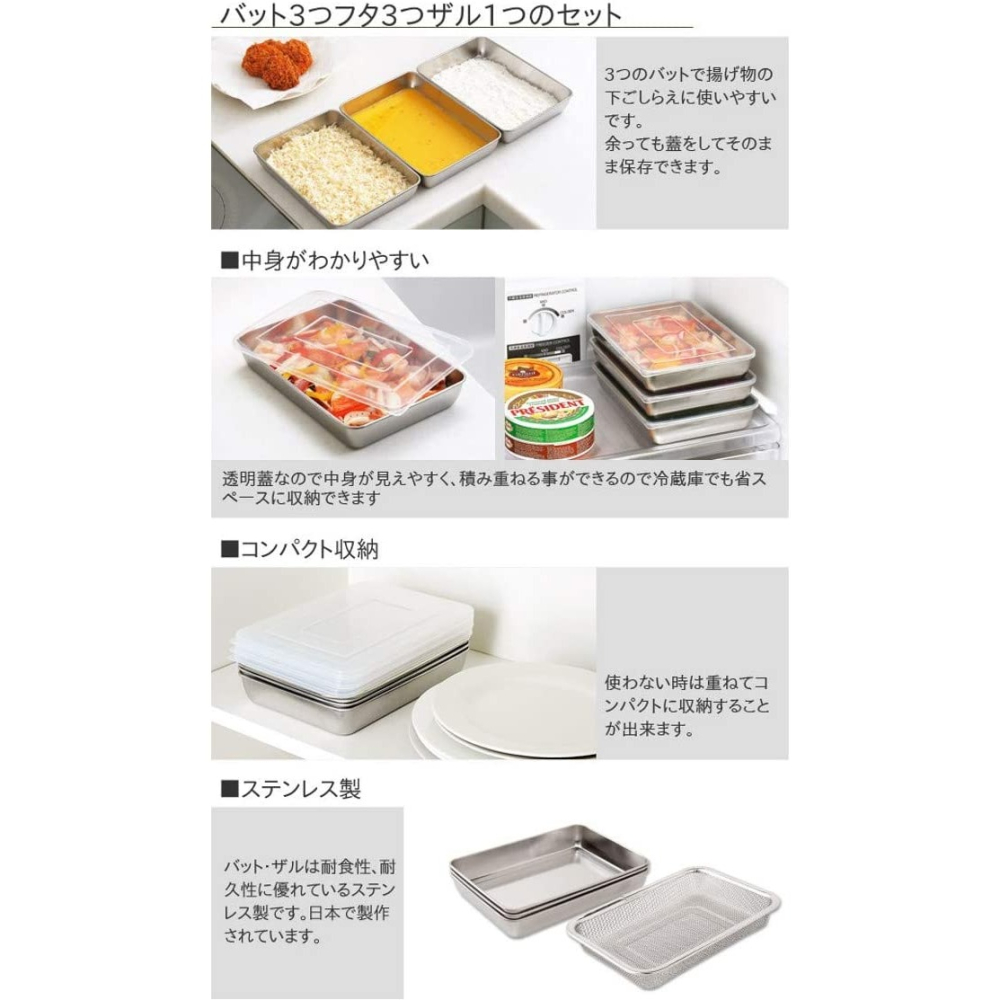 Arnest燕三條 [日本製造]不鏽鋼7件套(平底盤3件/濾網1件/蓋子3件)-細節圖3