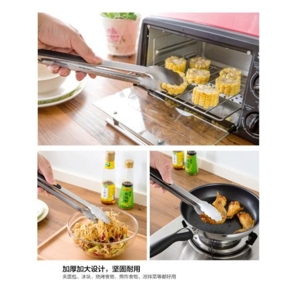 M 12寸加長加厚不銹鋼食品夾烘焙燒烤夾烤肉熟食夾子蛋糕麵包夾-細節圖4