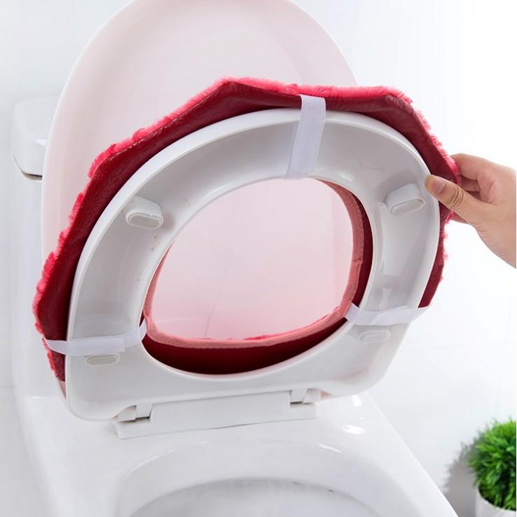 M 1442 新款加厚毛絨馬桶墊坐墊通用型粘扣式馬桶圈墊坐便器套-細節圖3