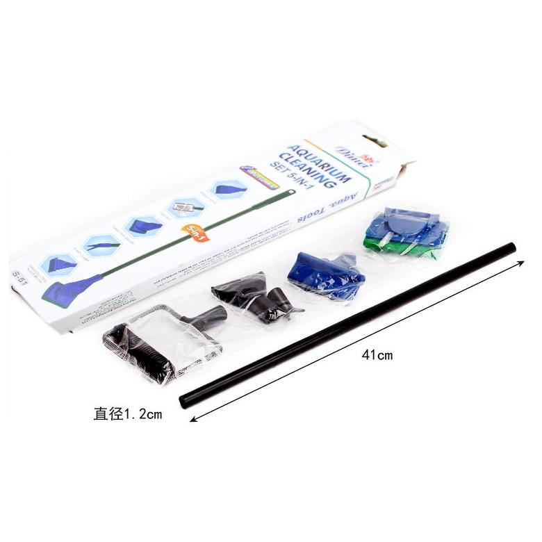 水族 魚缸 水族箱 5合1魚缸刷 清潔套裝 水族用品 長柄魚缸刷-細節圖3