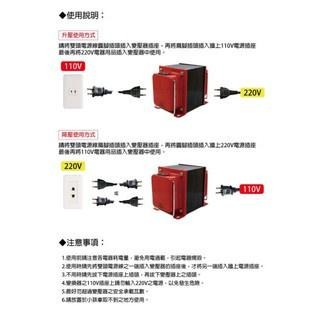 川耀牌(Tsan Yaw)專利變壓器  附開關 110V⇄ 220V升降、降壓雙向攜帶式變壓器500W-2500W-細節圖3