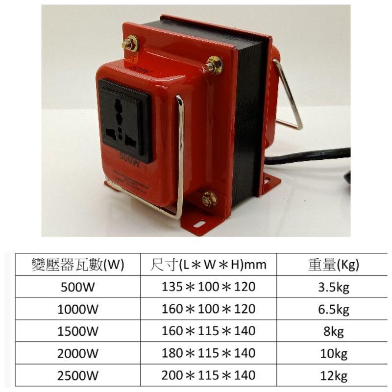 MIT台灣製造 附發票 110V(220V)轉大陸或歐洲電器 220V(110V)專用萬用插座變壓器500W-2500W-細節圖2