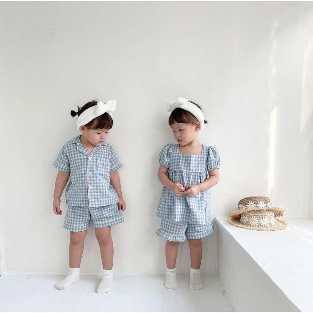 𝗖𝗡 - 夏季新品 ↷ 彩色格子手足居家服-細節圖4