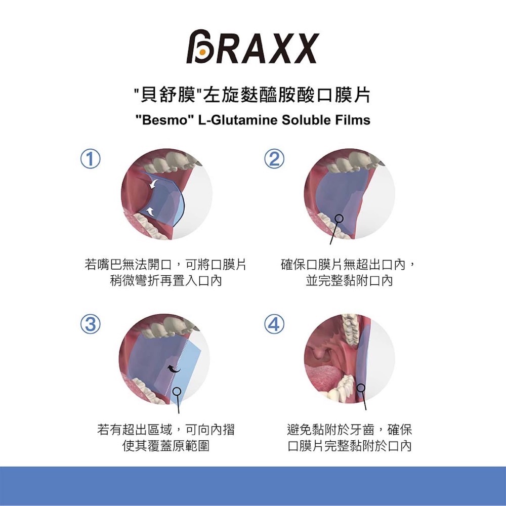 貝舒膜 左旋麩醯胺酸口膜片 25x25mm 2片x20包/盒 純素 麩醯胺酸口膜片-細節圖4