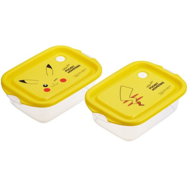 日本POKEMON正版 皮卡丘 寶可夢 抗菌雙層可收納保鮮盒 便當盒2入組✈克里思-細節圖2