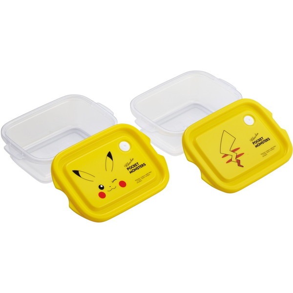 日本POKEMON正版 皮卡丘 寶可夢 抗菌雙層可收納保鮮盒 便當盒2入組✈克里思-細節圖3