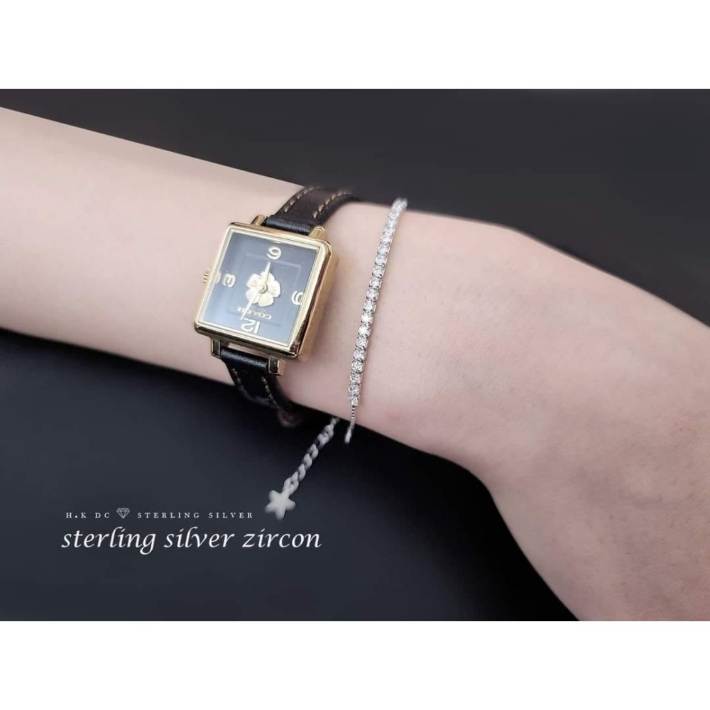 H.K DC925純銀@B0630-八心八箭一字鑽鋯石手鍊(金,銀,玫)-細節圖4