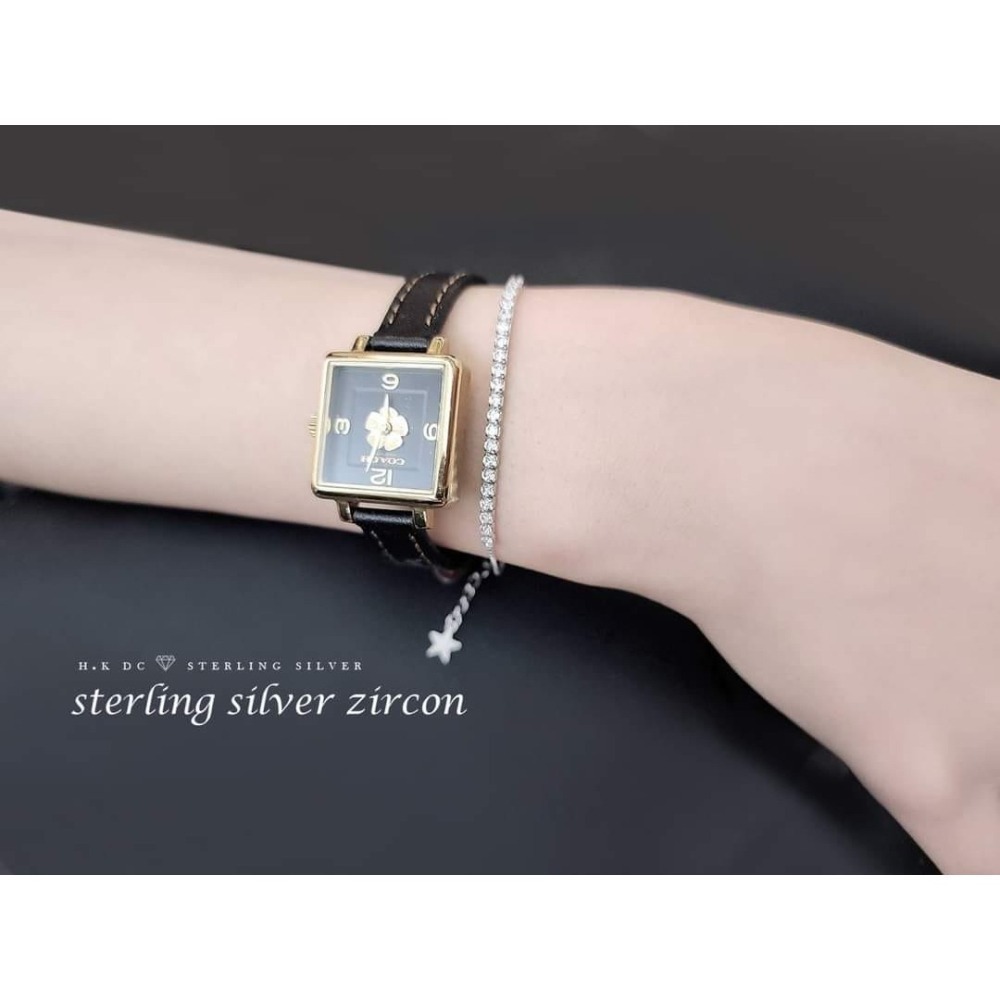 H.K DC925純銀@B0630-八心八箭一字鑽鋯石手鍊(金,銀,玫)-細節圖5