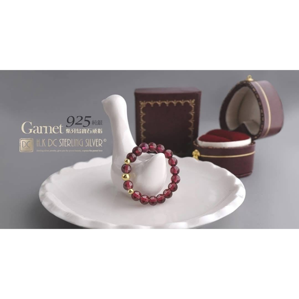 H.K DC925純銀@C0113-頂級紫牙烏寶石-轉運金珠石榴水晶戒指-細節圖4