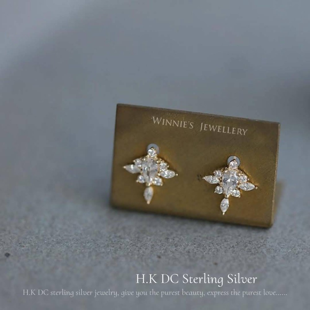 H.K DC925純銀@C0124-優雅水滴歐風設計耳環(銀,金)-細節圖4