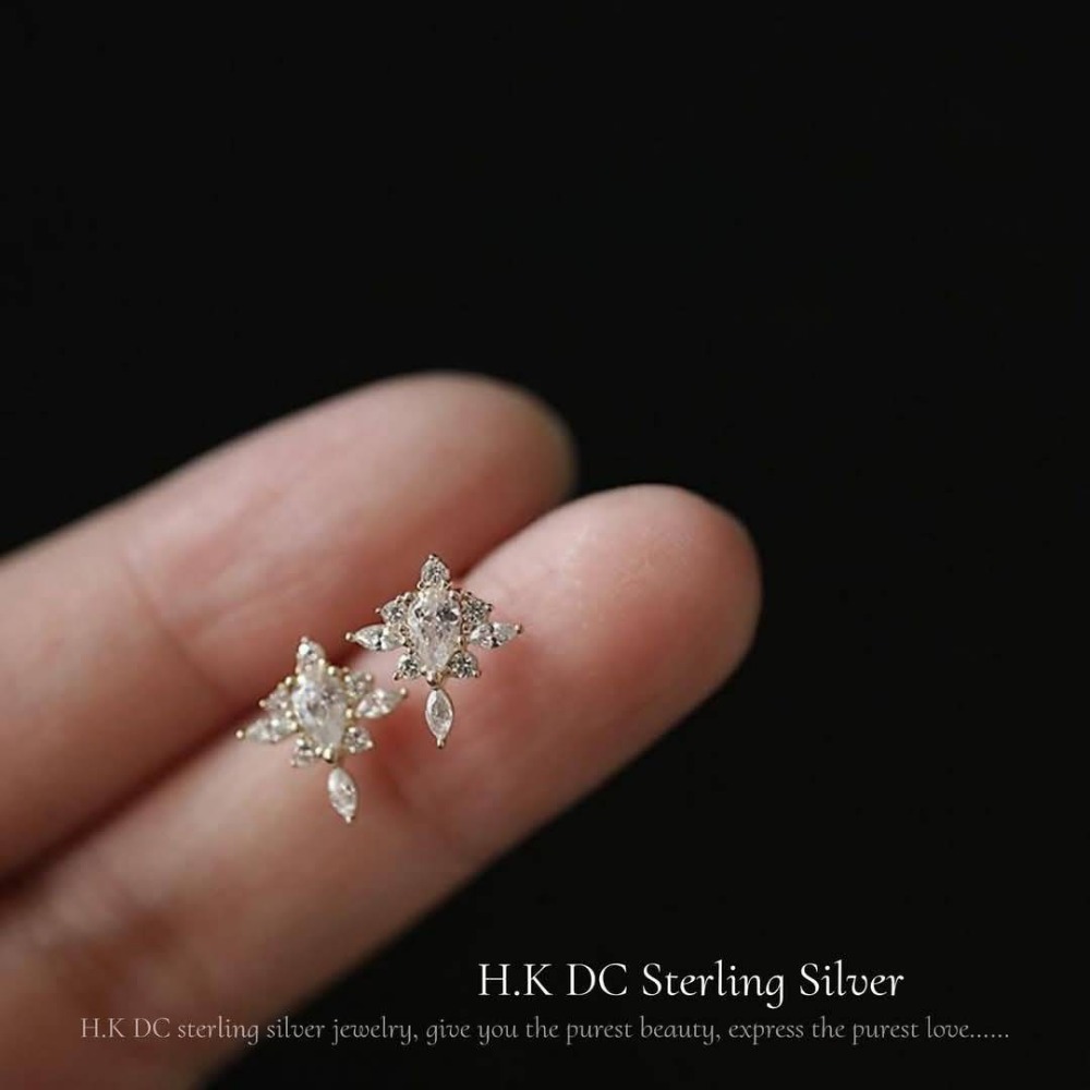 H.K DC925純銀@C0124-優雅水滴歐風設計耳環(銀,金)-細節圖5