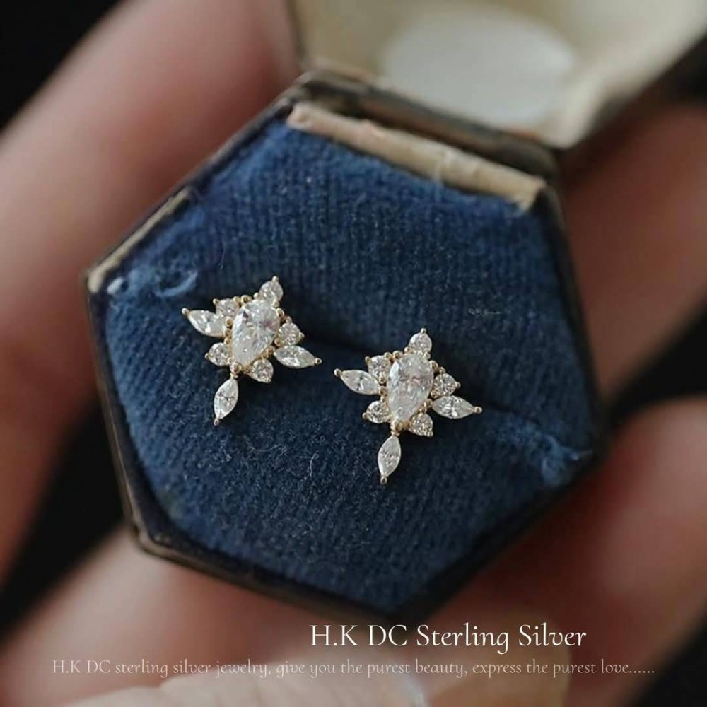 H.K DC925純銀@C0124-優雅水滴歐風設計耳環(銀,金)-細節圖6