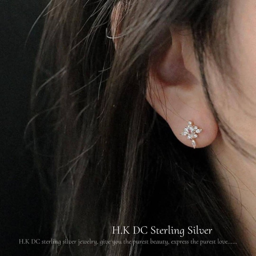 H.K DC925純銀@C0124-優雅水滴歐風設計耳環(銀,金)-規格圖6