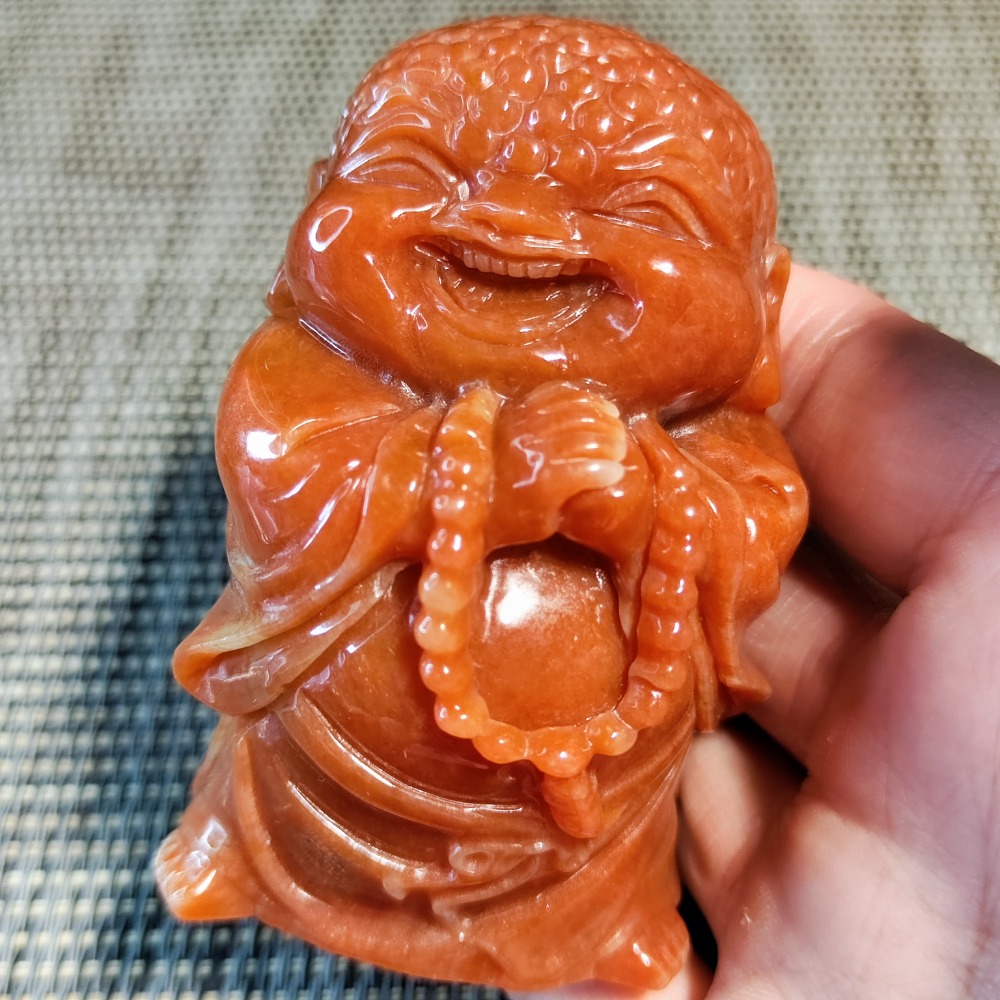 🔆息惡行慈🔆天然緬甸玉 A貨翡翠 紅翡 立體精雕 小沙彌  擺件 附證書 92jade 就愛翡翠 現貨特惠-細節圖3
