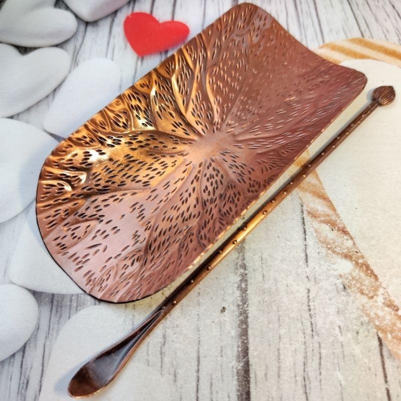 🍵銅合金茶則🍵銅合金茶則两件套 賞茶荷茶勺茶鏟 茶道配件 功夫茶具 投茶碟【92jade】茶具配件 畚箕及荷葉二款可選-細節圖6