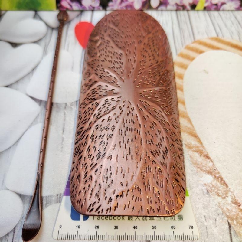 🍵銅合金茶則🍵銅合金茶則两件套 賞茶荷茶勺茶鏟 茶道配件 功夫茶具 投茶碟【92jade】茶具配件 畚箕及荷葉二款可選-細節圖8