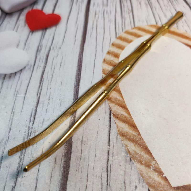 🍵台灣現貨特惠 茶道具🍵黃銅茶道六君子拉絲拋光茶具配件6件套 茶針/茶夾/茶勺/茶叉/茶筆/銅罐 泡茶 茶具 養壺工具-細節圖5