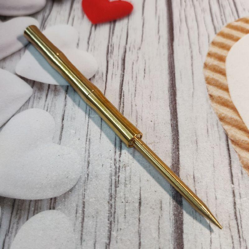 🍵台灣現貨特惠 茶道具🍵黃銅茶道六君子拉絲拋光茶具配件6件套 茶針/茶夾/茶勺/茶叉/茶筆/銅罐 泡茶 茶具 養壺工具-細節圖8