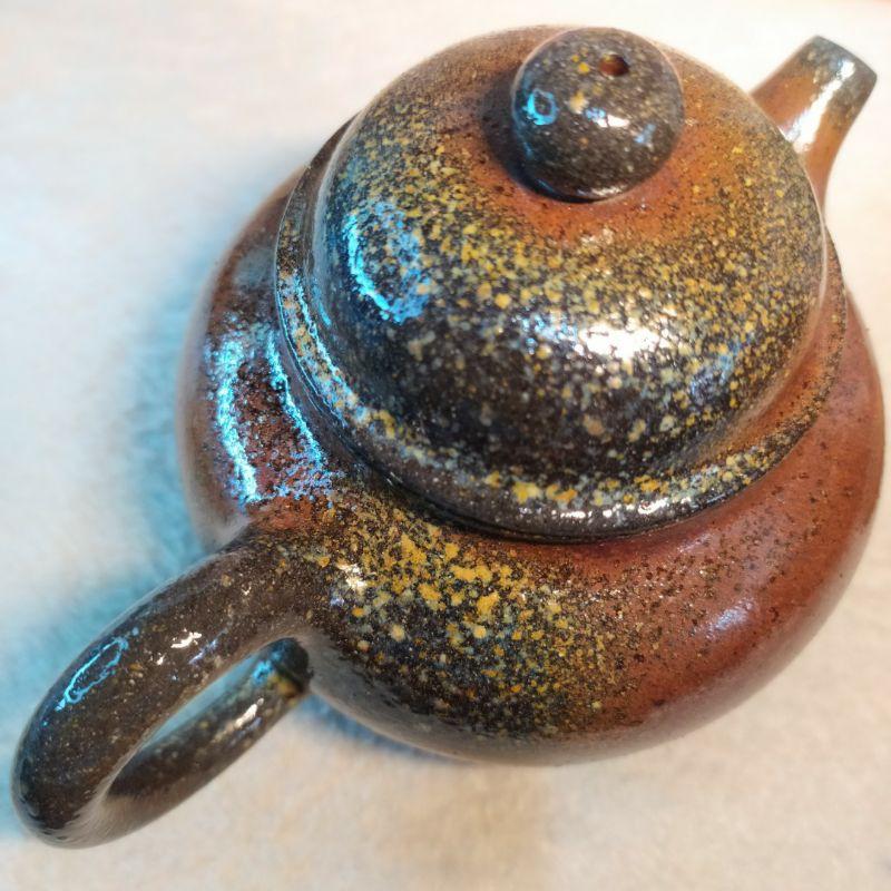 🍵原礦底槽青 柴燒 容天壺🍵   雙層蓋 菱形9孔出水 350cc-細節圖4