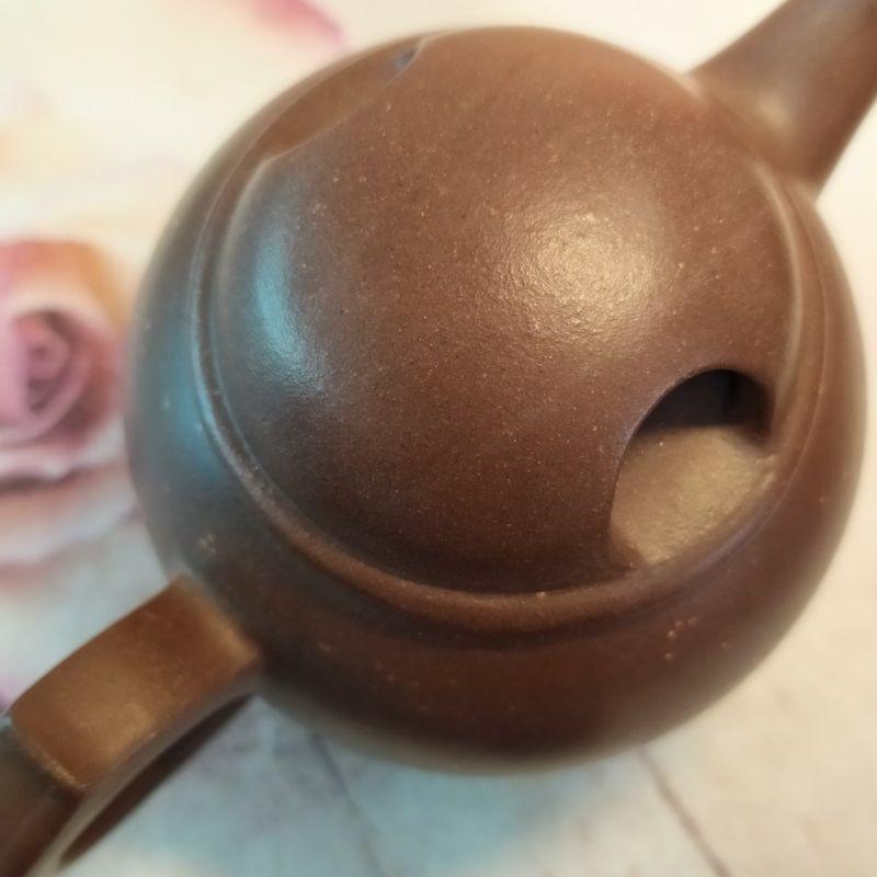 🍵宜興紫砂廠 舖砂 三足牛蓋壺🍵壺名：三足牛蓋 蓋款：林園 泥料：紫泥鋪砂 宜興壺 紫砂壺 茶壺 茶具-細節圖7