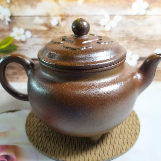 🍵青灰段 柴燒 大彬如意🍵 10孔出水 240cc 珍藏精品 《紫玉金砂 溫潤如玉》紫砂壺 柴燒 李秋芳老師-細節圖3