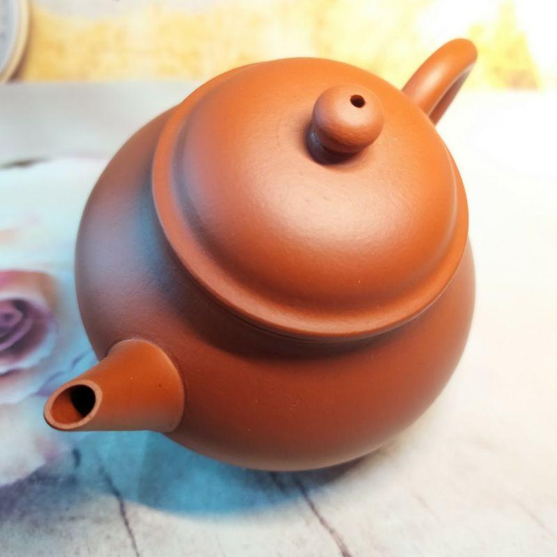 🍵宜興紫砂 早期 紅泥 芭樂壺🍵壺名：芭樂水平壺 底款：墨緣齋意堂製把款：景記 宜興 宜興壺 紫砂壺 茶壺 茶具-細節圖3