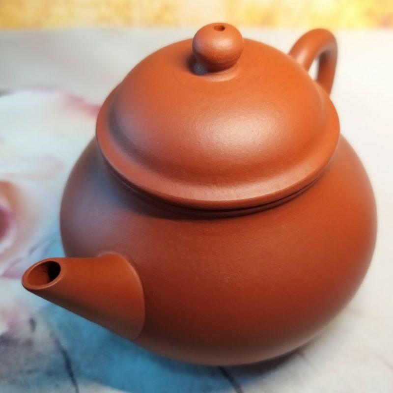 🍵宜興紫砂 早期 紅泥 芭樂壺🍵壺名：芭樂水平壺 底款：墨緣齋意堂製把款：景記 宜興 宜興壺 紫砂壺 茶壺 茶具-細節圖4