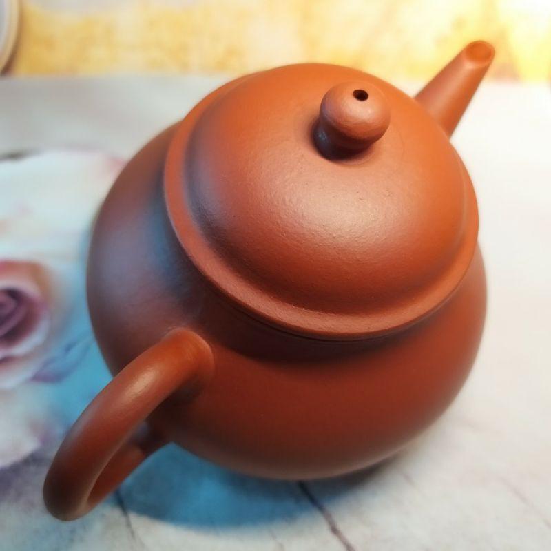 🍵宜興紫砂 早期 紅泥 芭樂壺🍵壺名：芭樂水平壺 底款：墨緣齋意堂製把款：景記 宜興 宜興壺 紫砂壺 茶壺 茶具-細節圖6