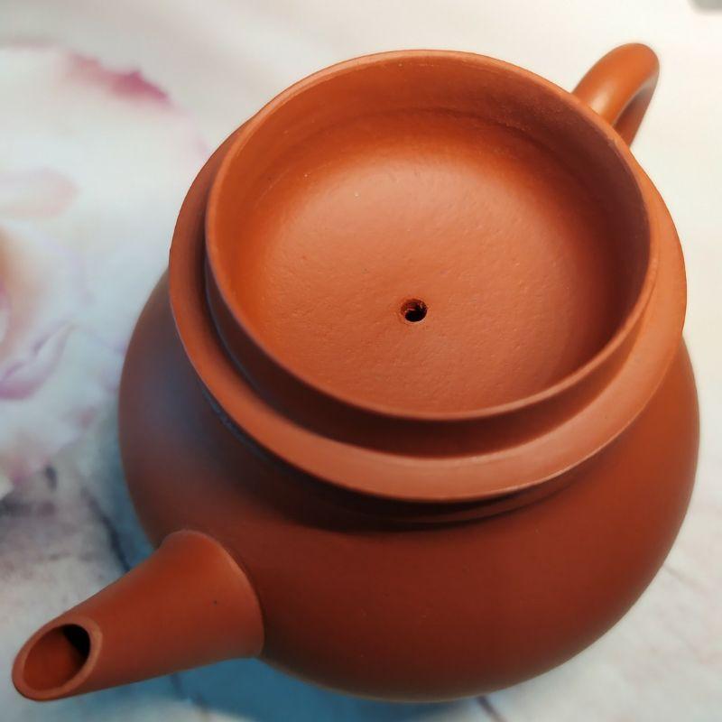 🍵宜興紫砂 早期 紅泥 芭樂壺🍵壺名：芭樂水平壺 底款：墨緣齋意堂製把款：景記 宜興 宜興壺 紫砂壺 茶壺 茶具-細節圖9
