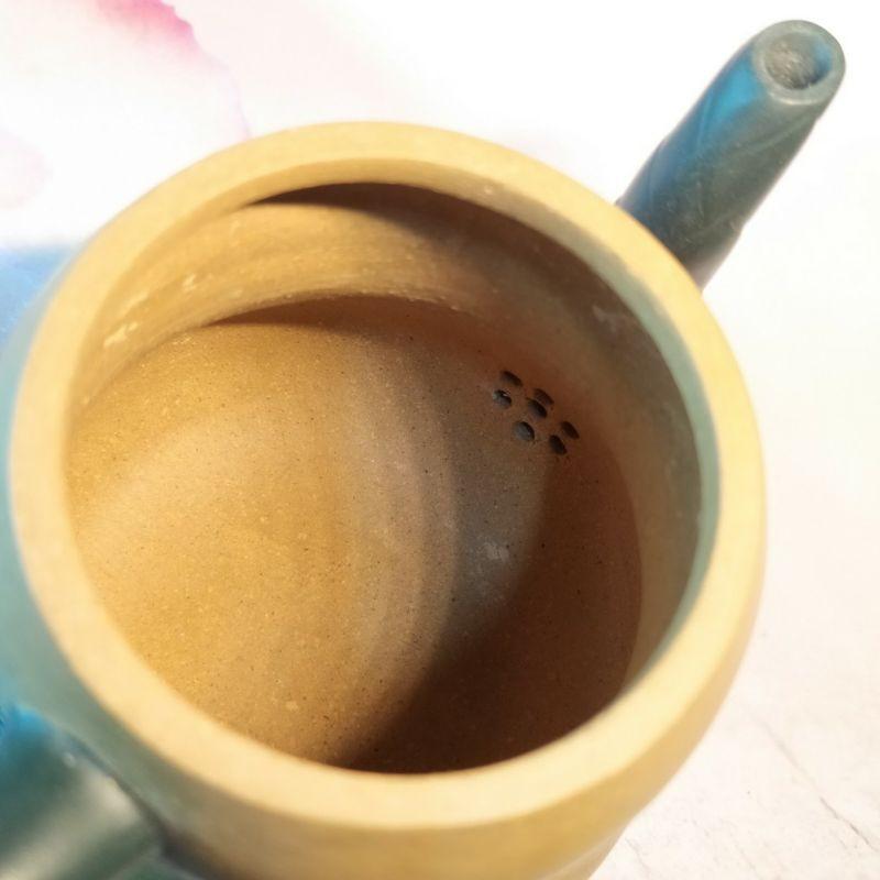 ‌🍵宜興紫砂廠 雙色  竹段壺🍵出水：7孔 約180cc 段泥+綠泥 荊溪江製 宜興 宜興壺 紫砂壺 茶壺 茶具-細節圖7