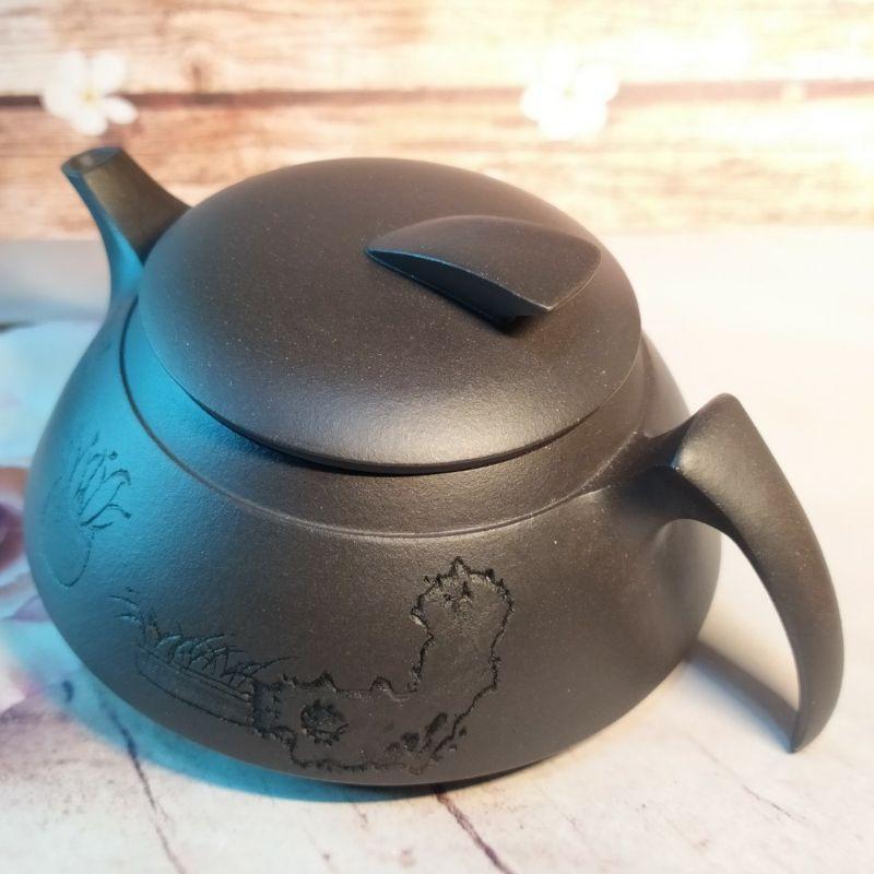 🍵原礦石黃  一帆風順🍵  稀有泥料 珍藏精品  雙面陶刻  金石延年14孔出水 200cc 紫玉金砂 溫潤如玉-細節圖5