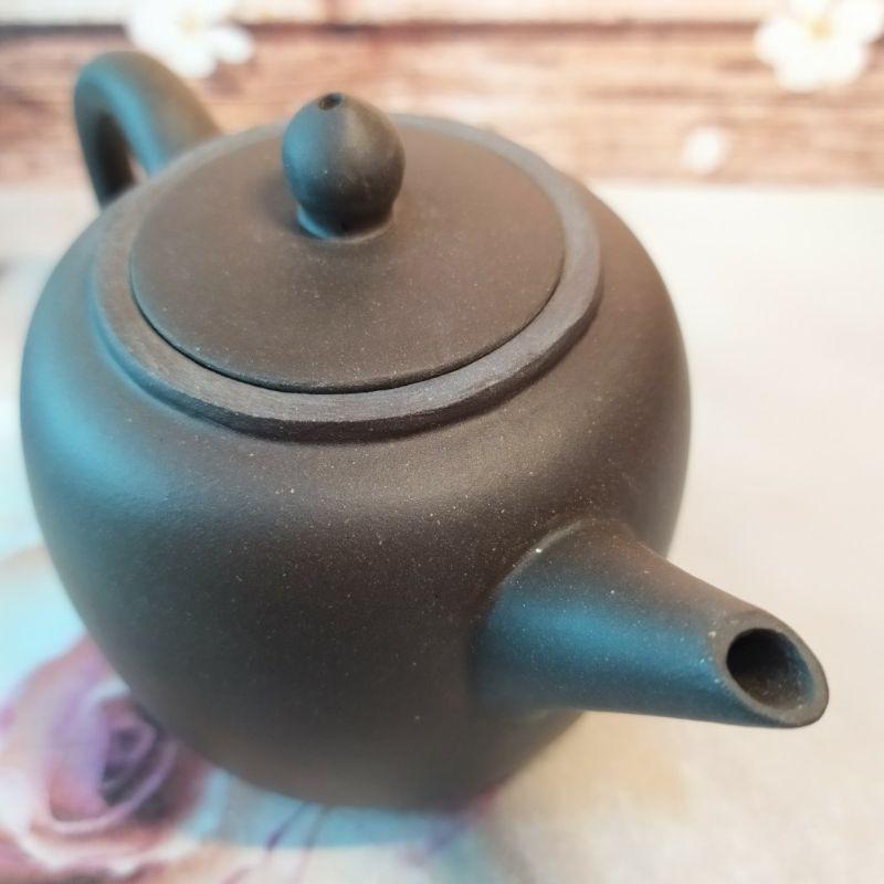 ‌🍵宜興紫砂廠 黑泥 蘋果壺🍵壺名：黑蘋果壺 出水：單孔 容量：約160cc 泥料：黑鐵砂 宜興壺 紫砂壺 茶壺 茶具-細節圖2