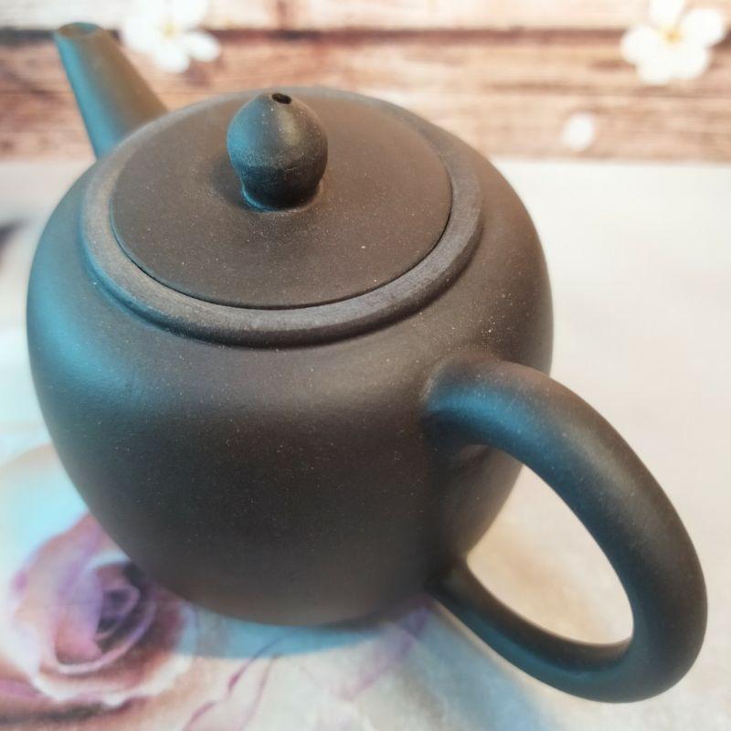 ‌🍵宜興紫砂廠 黑泥 蘋果壺🍵壺名：黑蘋果壺 出水：單孔 容量：約160cc 泥料：黑鐵砂 宜興壺 紫砂壺 茶壺 茶具-細節圖3
