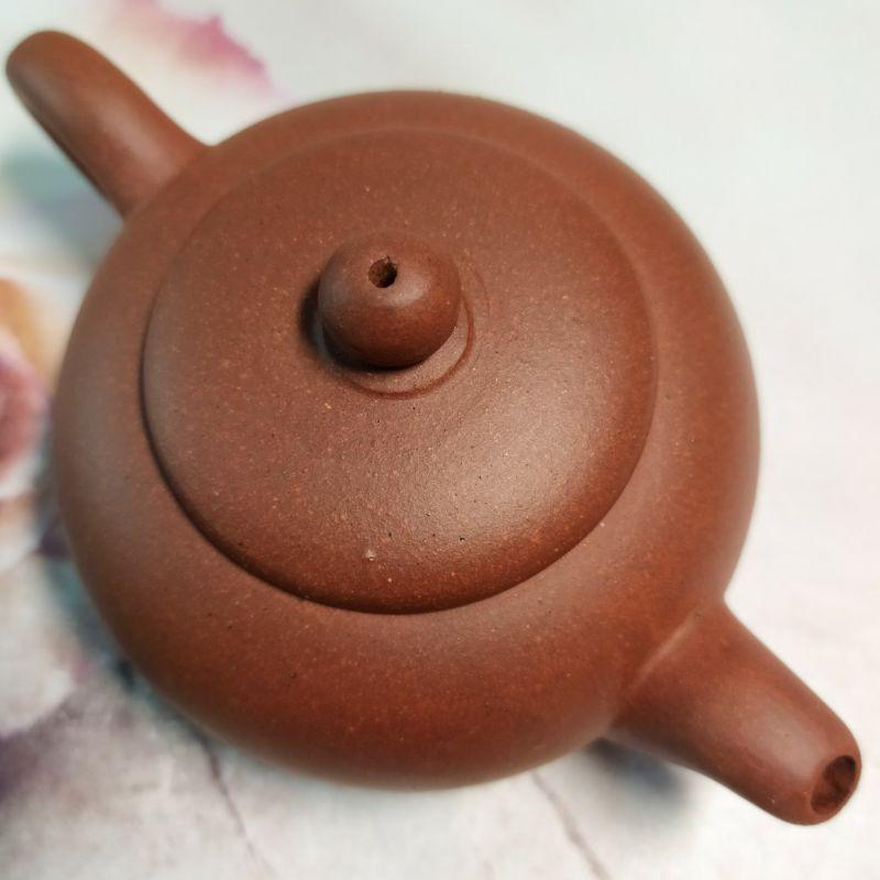 🍵宜興紫砂早期 肉扁壺🍵底款：墨緣齋意堂製 泥料：紫泥 容量：約130cc 出水：單孔 宜興 宜興壺 紫砂壺 茶壺 茶具-細節圖5
