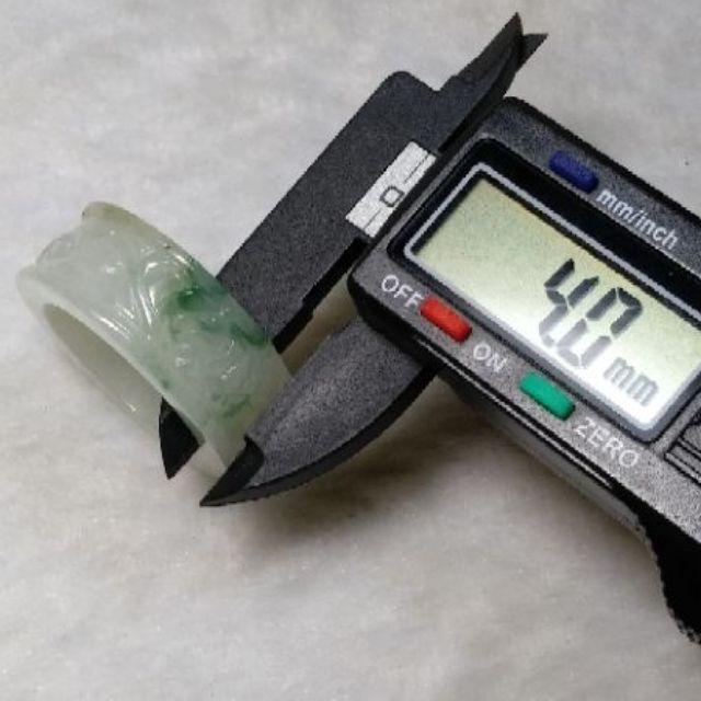 🦇福星高照🦇 天然緬甸玉A貨翡翠-糯冰飄綠花 精雕 蝙蝠 如意紋 扳指【92jade 遇見善緣】現貨特惠 翡翠扳指戒指-細節圖7