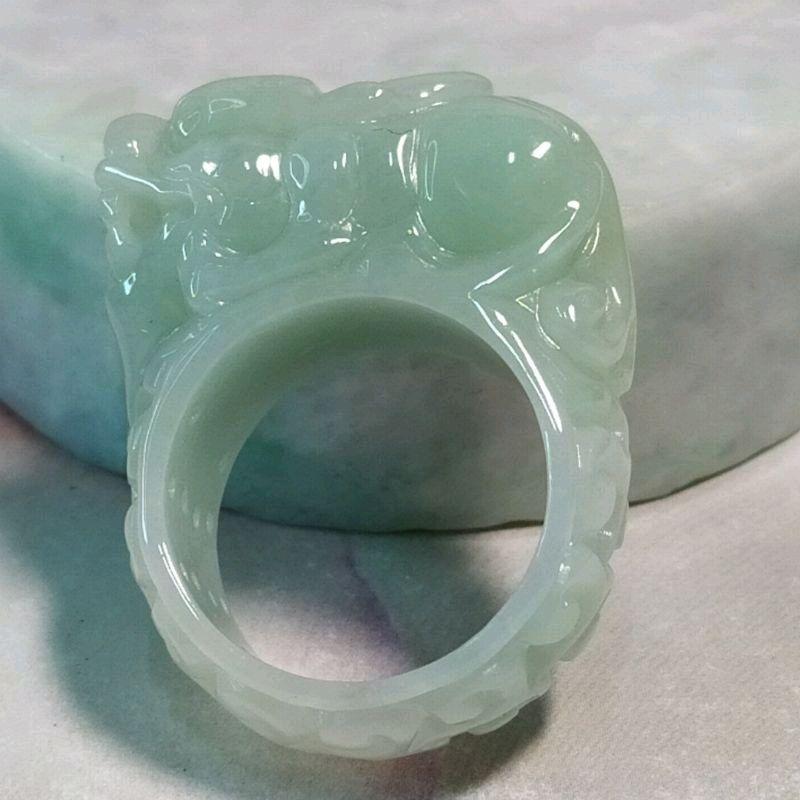 💍玉扳指💍天然緬甸玉 A貨 翡翠 貔貅 扳指 玉戒 現貨特惠【92jade遇見善緣】翡翠貔貅戒指 貔貅玉戒 翡翠貔貅扳指-細節圖3
