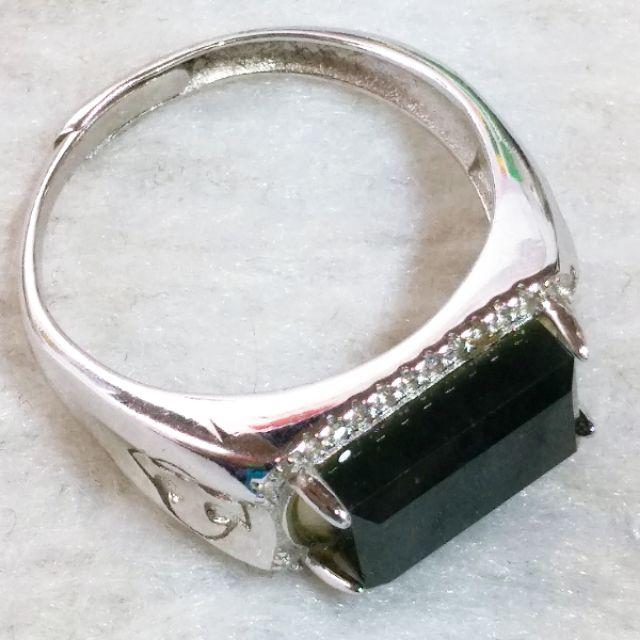 ☯️墨翠戒☯️ 天然玉 A貨 翡翠 墨翠 馬鞍 戒面  鑲925銀台 男戒 (活圍)現貨特價【92jade遇見善緣】玉戒-細節圖2