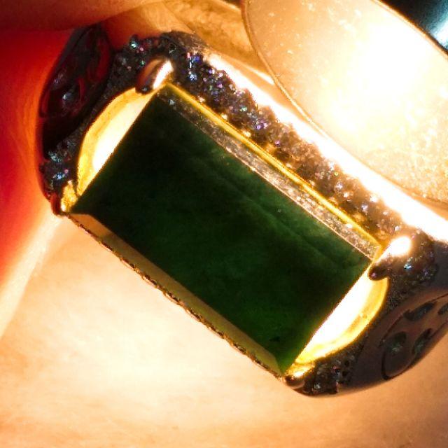 ☯️墨翠戒☯️ 天然玉 A貨 翡翠 墨翠 馬鞍 戒面  鑲925銀台 男戒 (活圍)現貨特價【92jade遇見善緣】玉戒-細節圖3