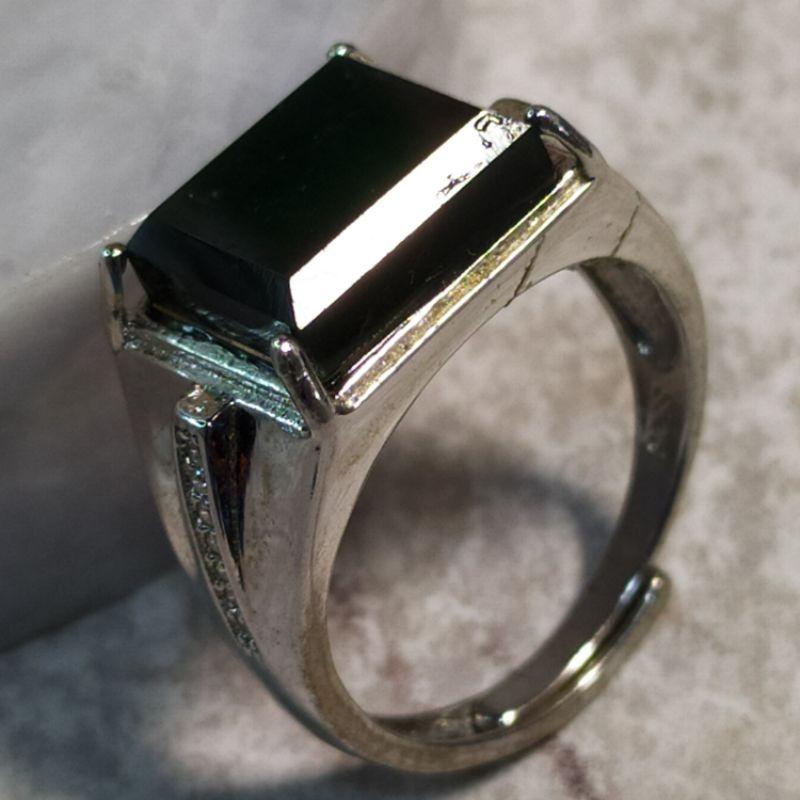 ☯️墨翠戒☯️ 天然玉 A貨 翡翠 墨翠 馬鞍 戒面  鑲925銀台 男戒 (活圍)現貨特價【92jade遇見善緣】玉戒-細節圖6