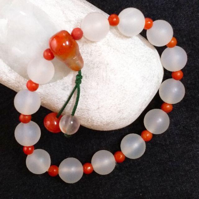 🎆南紅手串🎆天然南紅瑪瑙 10.5mm 荔枝凍 磨砂啞光珠＋南紅珠 手珠 手串 附證書 【92jade 遇見善緣】玉手串-細節圖3