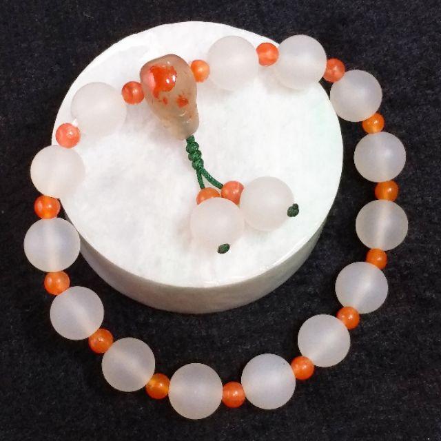 🎆南紅手串🎆天然南紅瑪瑙 10.5mm 荔枝凍 磨砂啞光珠＋南紅珠 手珠 手串 附證書 【92jade 遇見善緣】玉手串-細節圖5