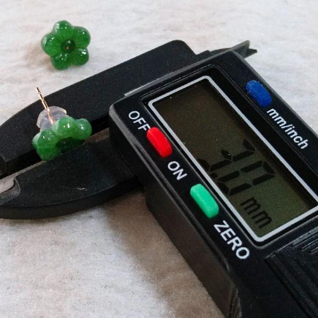 💞花開富貴💞天然緬甸A貨翡翠-辣綠 精雕 小花 鑲18K金 金飾耳釘/耳針 現貨特價 附證書【92jade 遇見善緣】-細節圖8