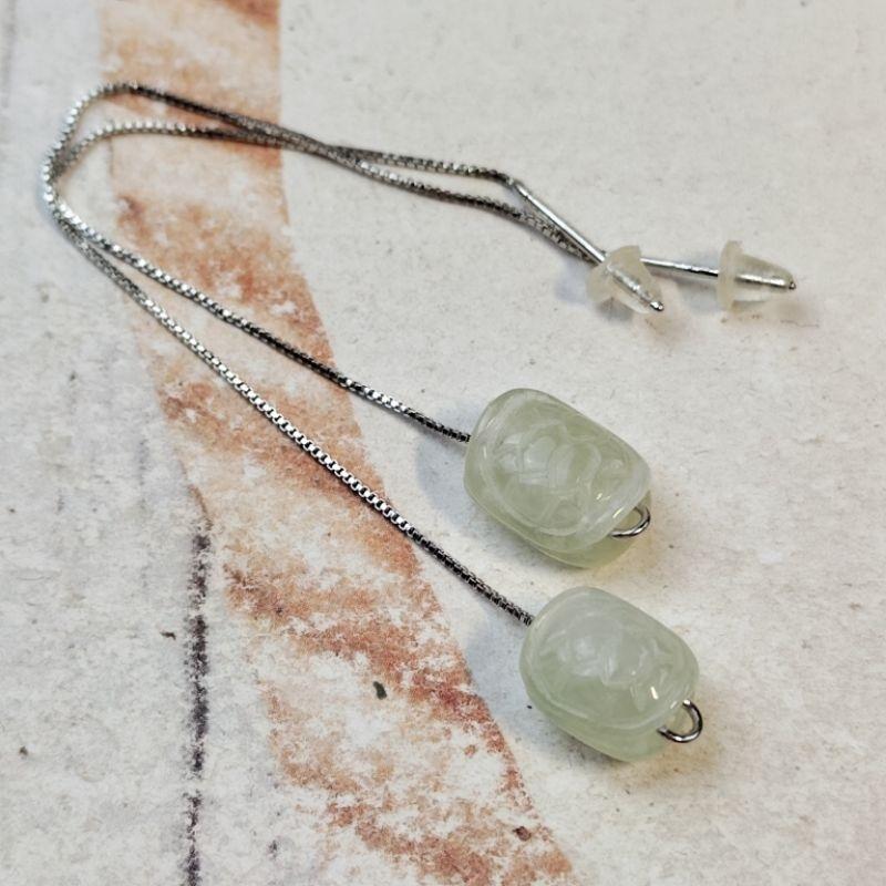 🐢富甲一方🐢天然緬甸玉 A貨 翡翠-龜殼 造型 耳線/耳墬/耳飾 銀飾 玉龜殼 現貨特惠【92jade】龜殼耳飾 玉耳線-細節圖2