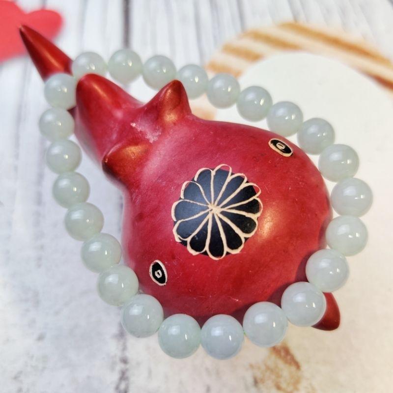 🍡淡底色珠串🍡天然緬甸玉 A貨 翡翠-7.9mm  淡底色 圓珠 手珠 手串 現貨特價【92jade】玉手串 玉手鍊-細節圖2