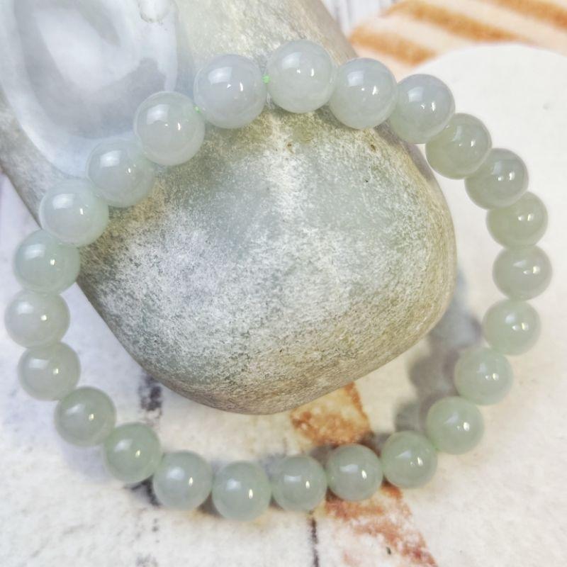 🍡淡底色珠串🍡天然緬甸玉 A貨 翡翠-7.9mm  淡底色 圓珠 手珠 手串 現貨特價【92jade】玉手串 玉手鍊-細節圖4