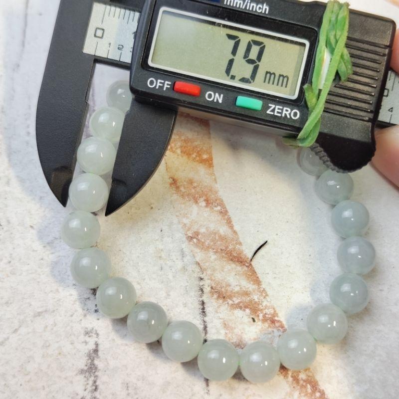 🍡淡底色珠串🍡天然緬甸玉 A貨 翡翠-7.9mm  淡底色 圓珠 手珠 手串 現貨特價【92jade】玉手串 玉手鍊-細節圖8