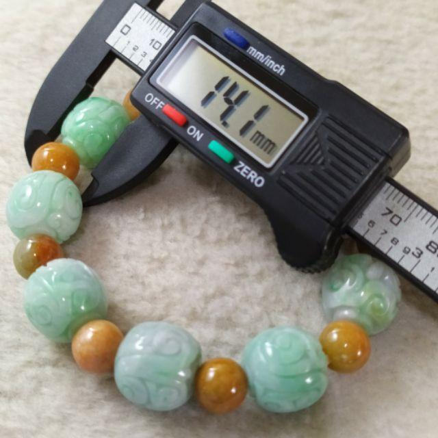📿雕花珠手串📿天然緬甸玉 A貨 翡翠 飄綠花 雕花珠+黃翡 圓珠 手串 手鍊 手珠 珠鍊 串珠 現貨特價【92jade】-細節圖7