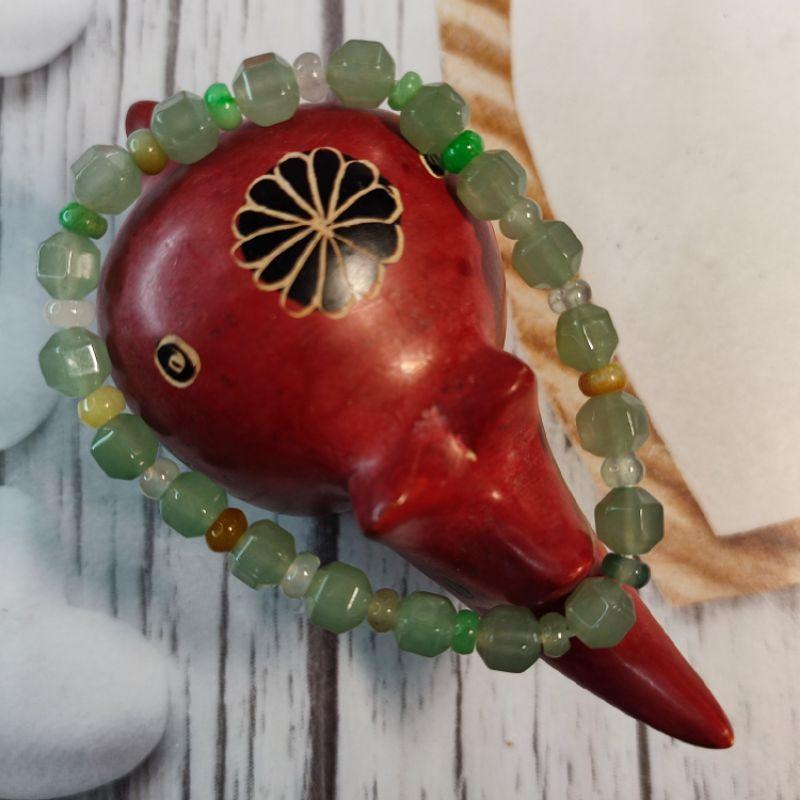 📿六菱珠📿天然緬甸玉 A貨翡翠-6mm冰晴六菱形珠+三彩算盤珠 手珠/手鍊/手串 現貨特價【92jade 遇見善緣】-細節圖5