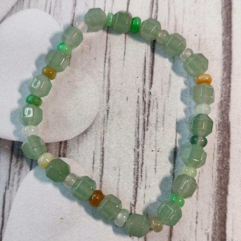 📿六菱珠📿天然緬甸玉 A貨翡翠-6mm冰晴六菱形珠+三彩算盤珠 手珠/手鍊/手串 現貨特價【92jade 遇見善緣】-細節圖6