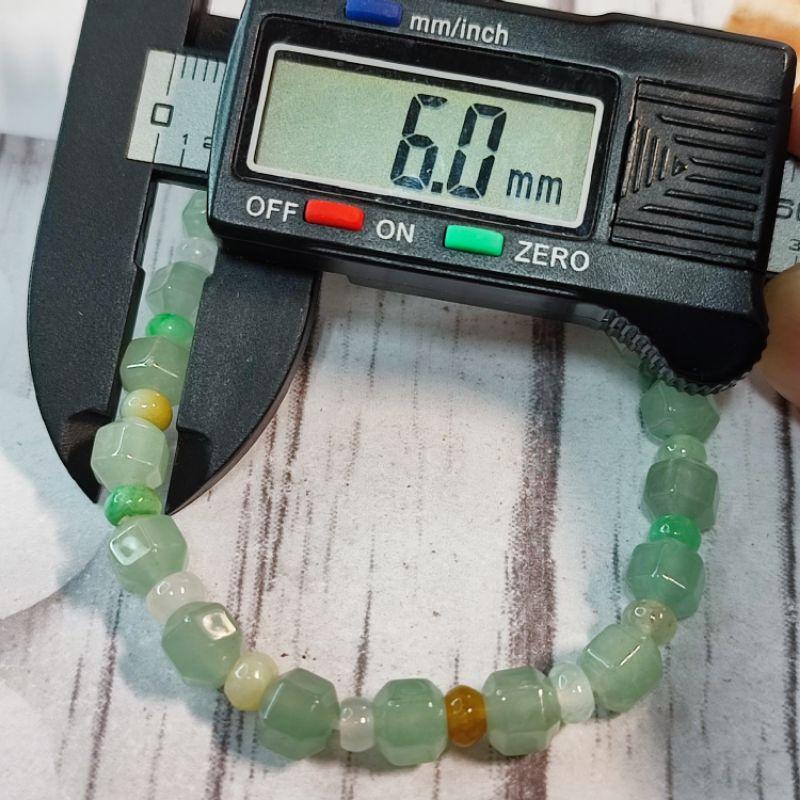 📿六菱珠📿天然緬甸玉 A貨翡翠-6mm冰晴六菱形珠+三彩算盤珠 手珠/手鍊/手串 現貨特價【92jade 遇見善緣】-細節圖9